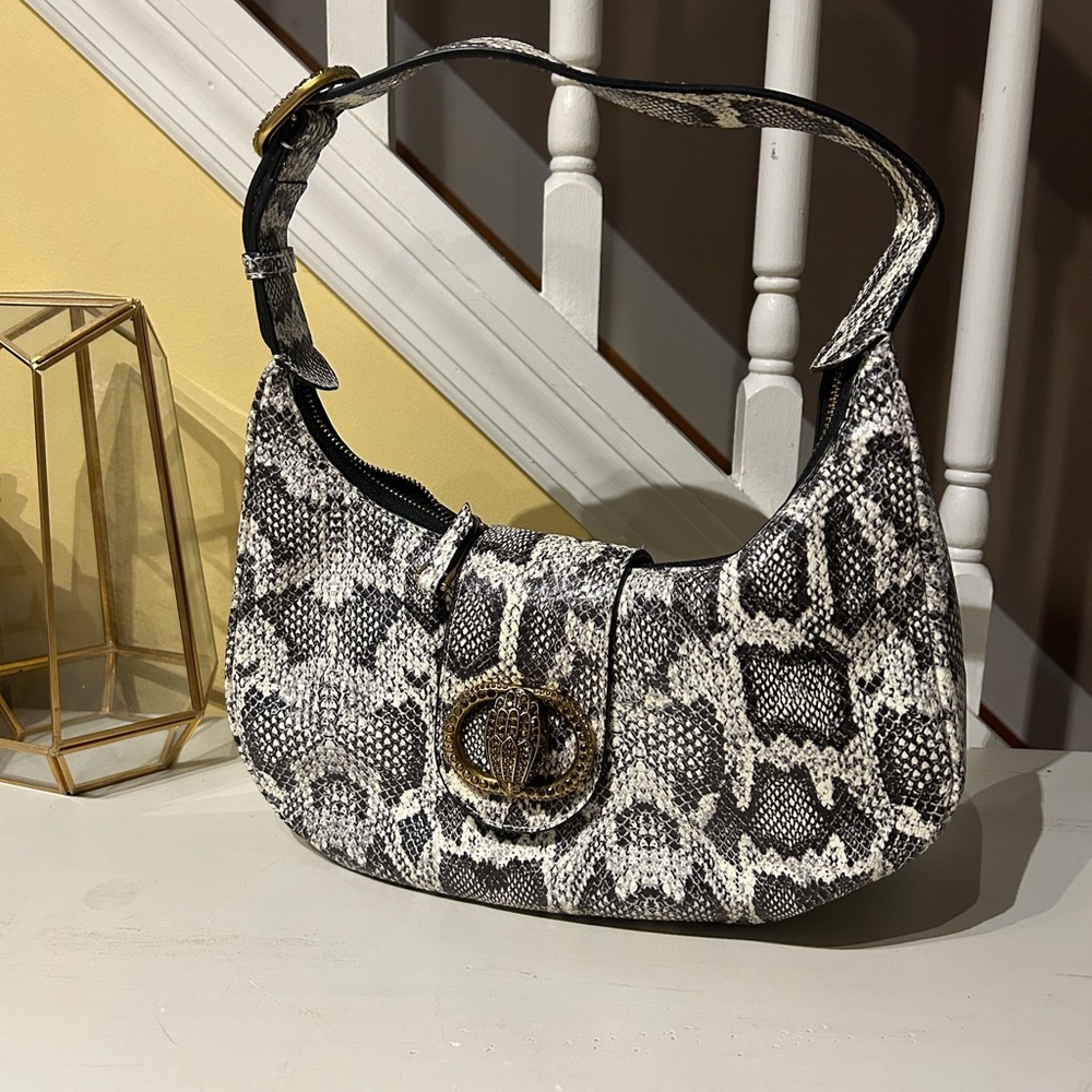 Kurt Geiger Black and Gray Snakeskin Shoulder Bag